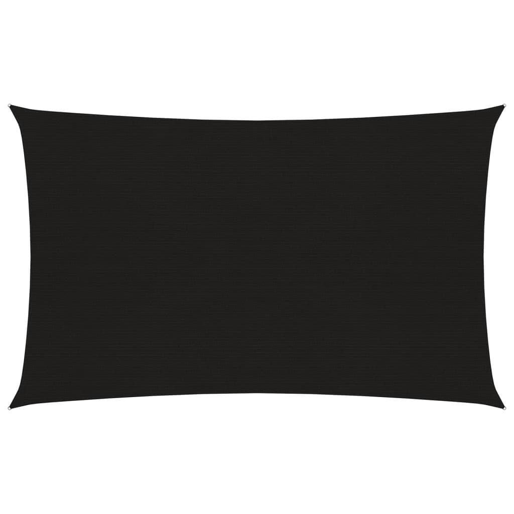 Solsejl 160 g/m² 6x8 m rektangulært HDPE sort billede