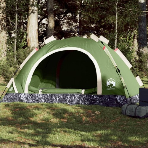 Vandafvisende campingtelt til 4 personer med quick-release - grøn