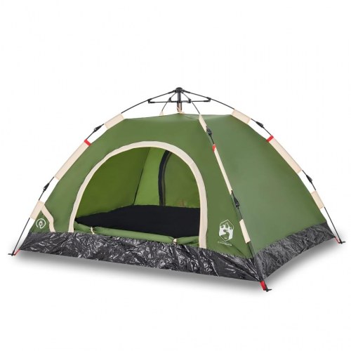 Vandafvisende campingtelt til 4 personer med quick-release - grøn