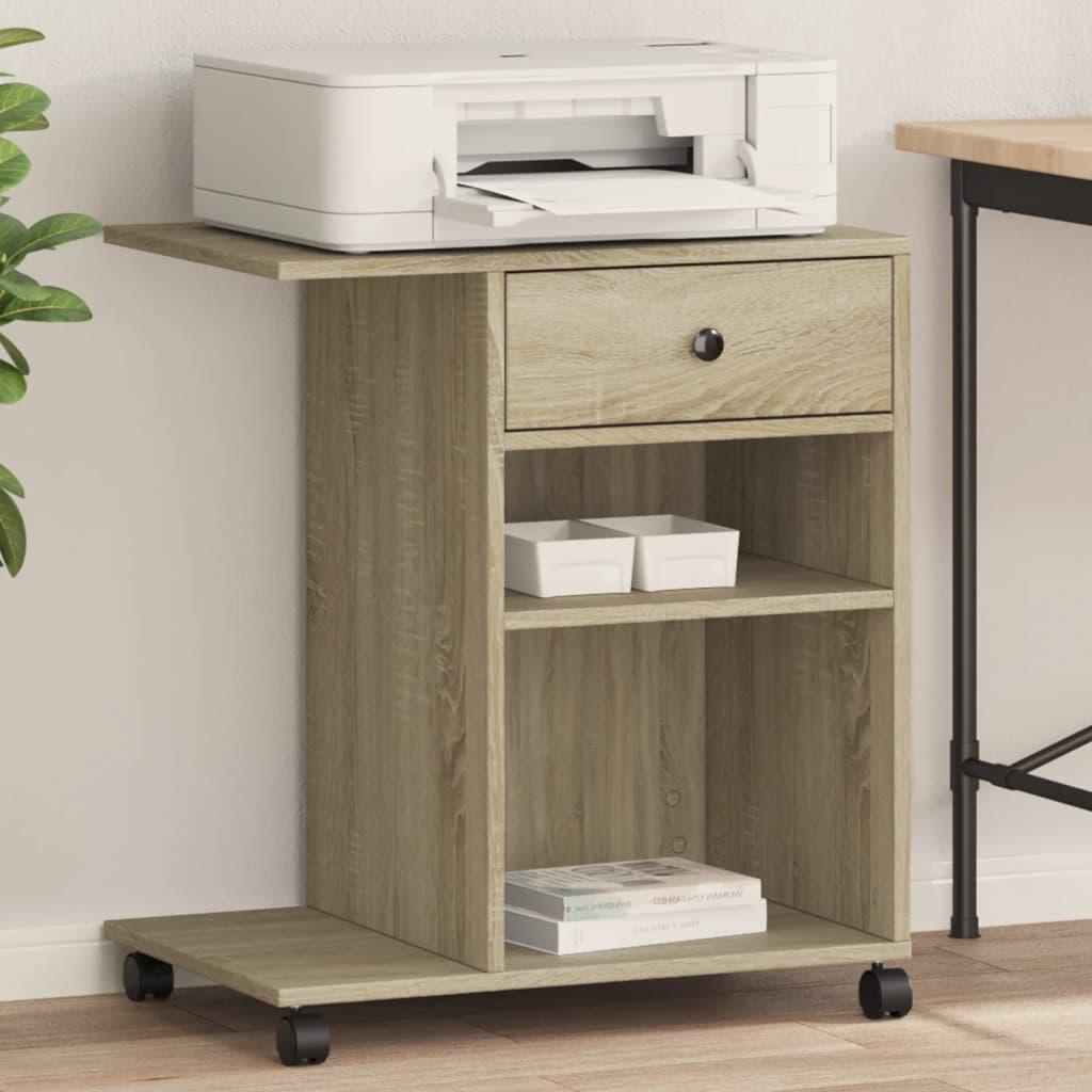 vidaXL printerstativ med hjul 60x40x68,5 cm sonoma-eg