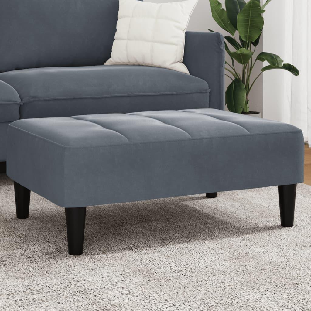 Fodskammel i velour 77×55×31 cm - mørkegrå