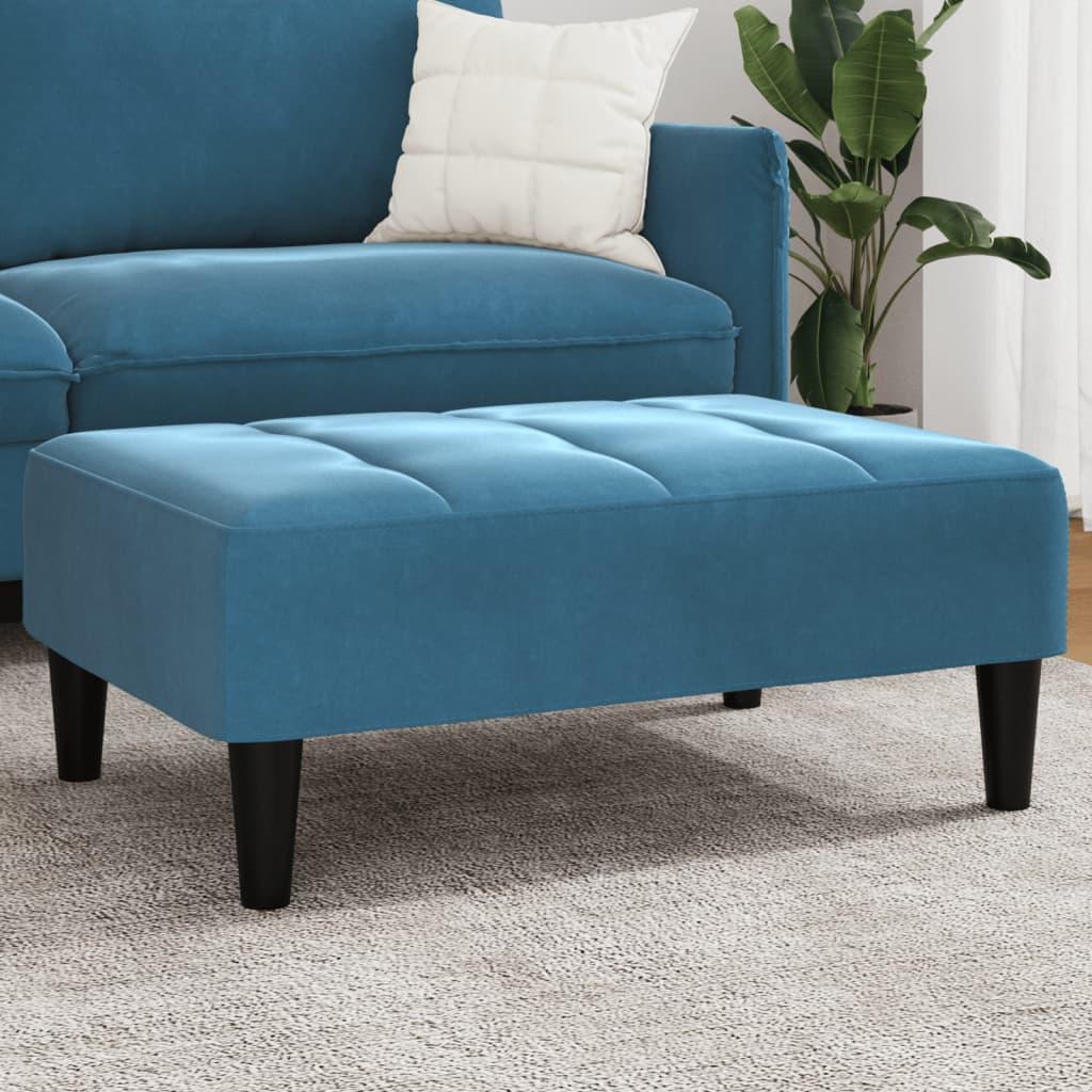 Fodskammel i velour - 77 × 55 × 31 cm, blå