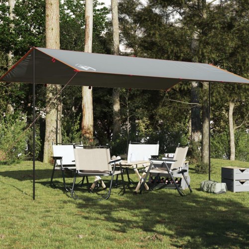Tarp 500 x 294 cm - vandafvisende campingpresenning, grå/orange