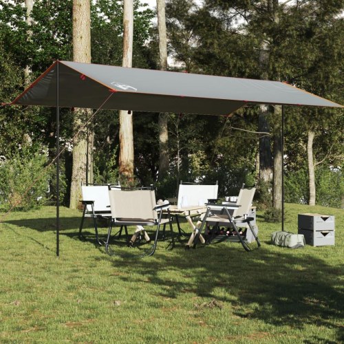 Tarp 500 x 294 cm - vandafvisende campingpresenning, grå/orange