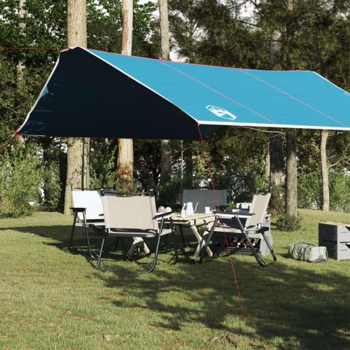 Tarp 420 × 440 cm - vandafvisende, blå campingpresenning