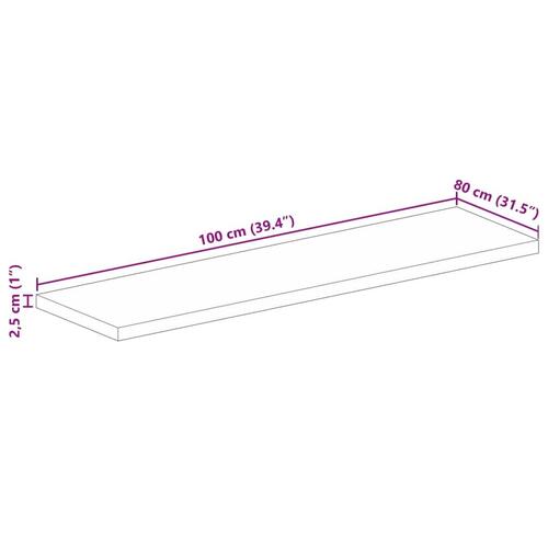 Bordplade 100x80x2,5 cm rektangulær massivt akacietræ