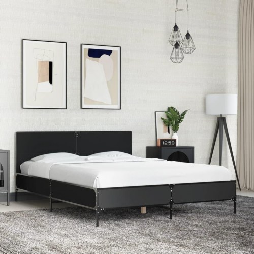 Sengestel 120 x 200 cm i sort konstrueret træ og metal