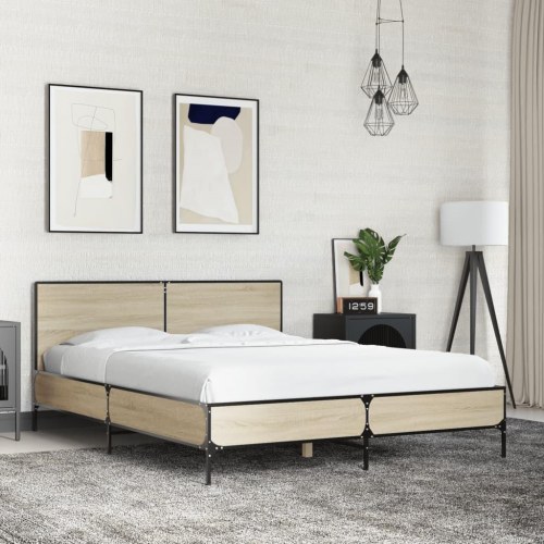 Sengestel 135 x 190 cm med hovedgærde - sonoma-eg