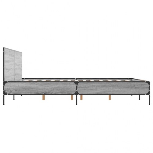 Sengeramme 140 x 190 cm med hovedgærde - grå sonoma-eg