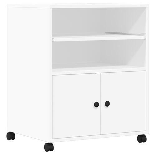 Printerstativ med hjul 60x48x74 cm hvid