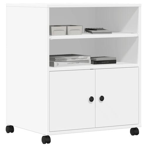 Printerstativ med hjul 60x48x74 cm hvid