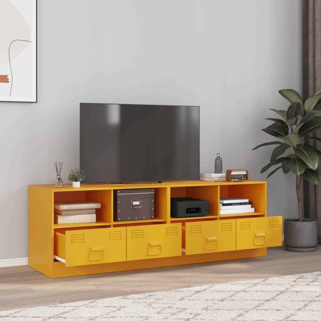 Tv Borde 2 Stk. 67x39x44 Cm Stål Sennepsgul