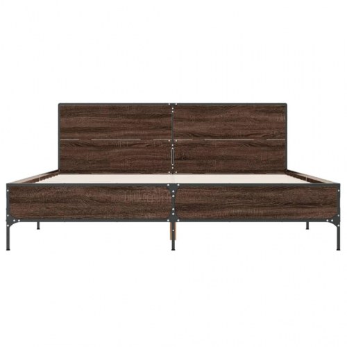Sengestel med hovedgærde 120 x 200 cm - brun egetræ