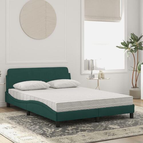 Seng med madras 140x190 cm velour mørkegrøn