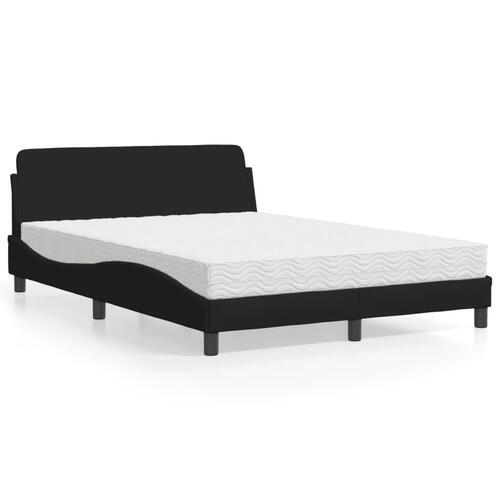 Seng med madras 140x190 cm stof sort
