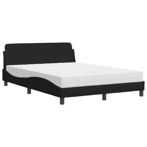 Seng med madras 140x190 cm stof sort