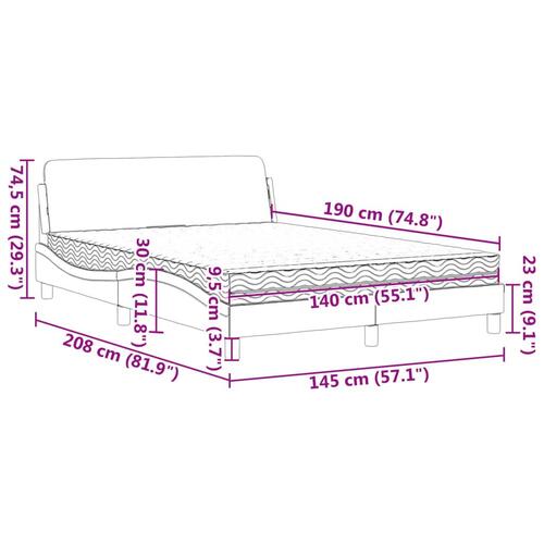 Seng med madras 140x190 cm stof sort
