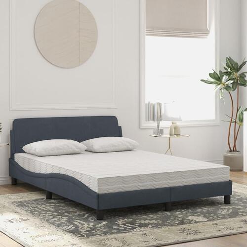 Seng med madras 140x190 cm velour mørkegrå