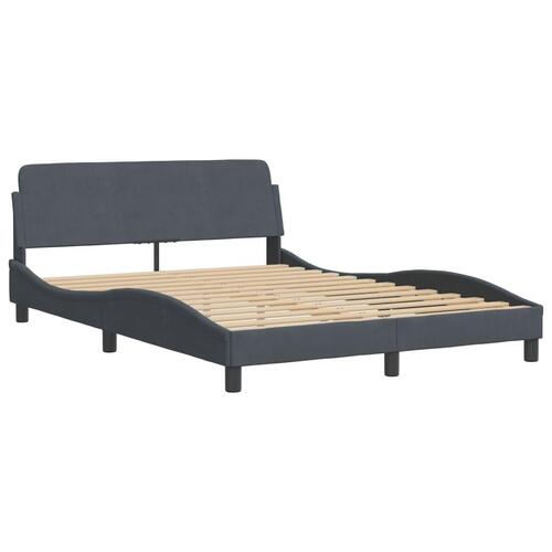 Seng med madras 140x190 cm velour mørkegrå