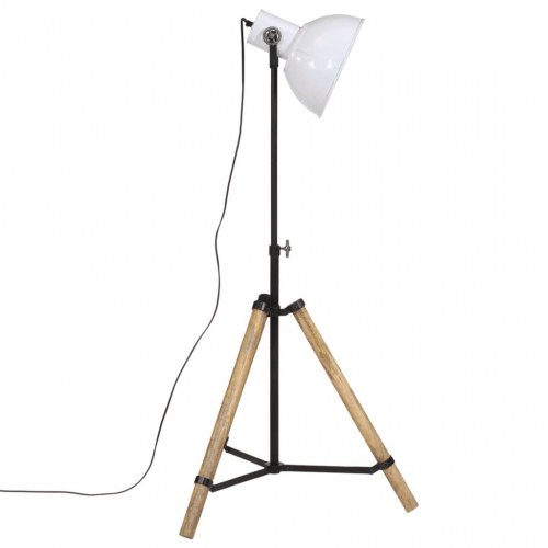 Gulvlampe i jern og massivt mangotræ - hvid