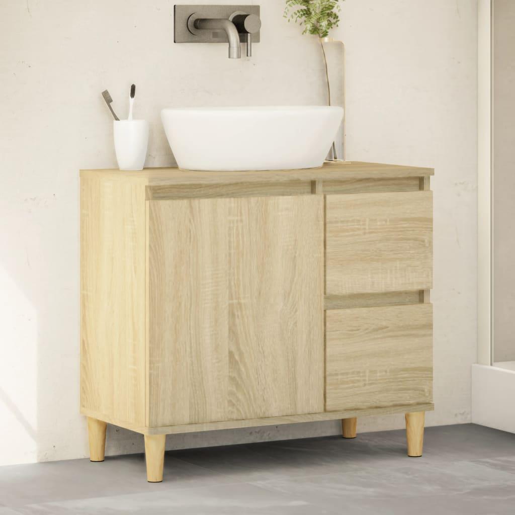 Badeværelsesskab 65x33x60 cm konstrueret træ sonoma-eg