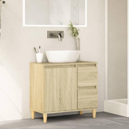 Badeværelsesskab 65x33x60 cm konstrueret træ sonoma-eg
