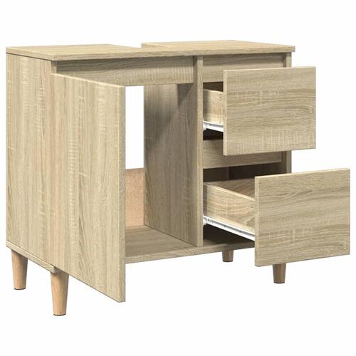 Badeværelsesskab 65x33x60 cm konstrueret træ sonoma-eg