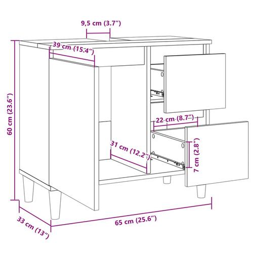 Badeværelsesskab 65x33x60 cm konstrueret træ sonoma-eg