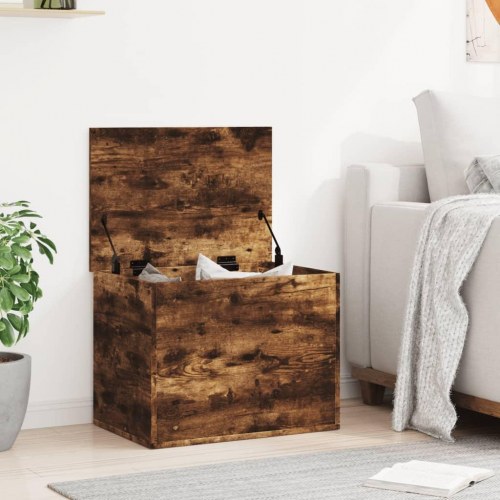Opbevaringskiste i konstrueret træ 60×42×46 cm - røget egetræsfarve