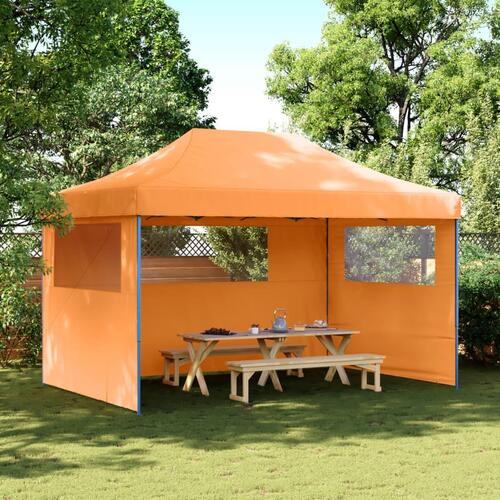 Foldbart pop-up festtelt med 3 sidevægge orange