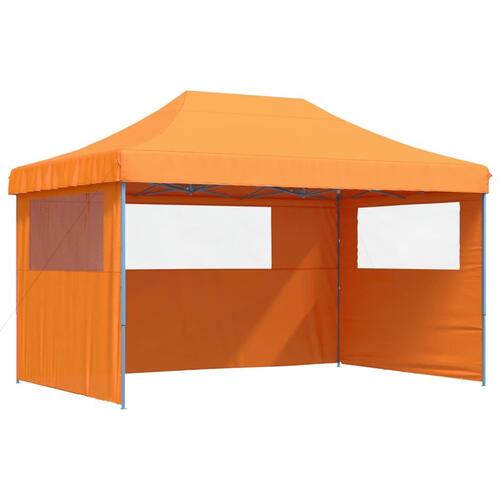 Foldbart pop-up festtelt med 3 sidevægge orange