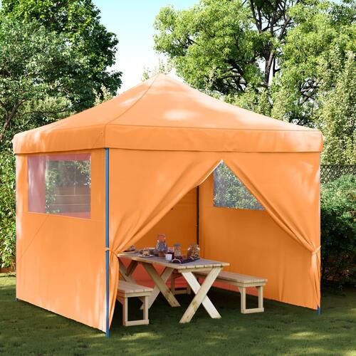 Foldbart pop-up festtelt med 4 sidevægge orange