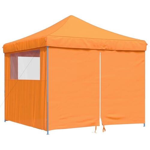 Foldbart pop-up festtelt med 4 sidevægge orange