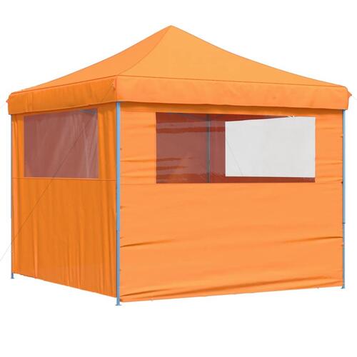 Foldbart pop-up festtelt med 4 sidevægge orange