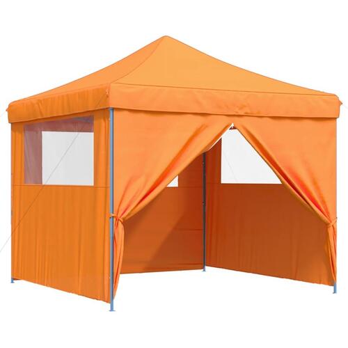 Foldbart pop-up festtelt med 4 sidevægge orange