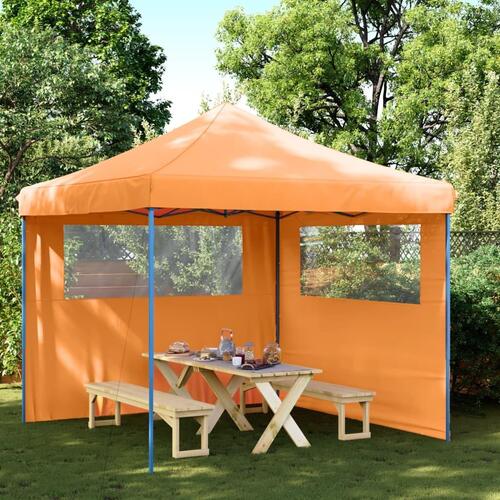 Foldbart pop-up festtelt med 2 sidevægge orange