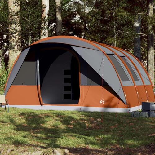 7-personers campingtelt vandafvisende grå og orange