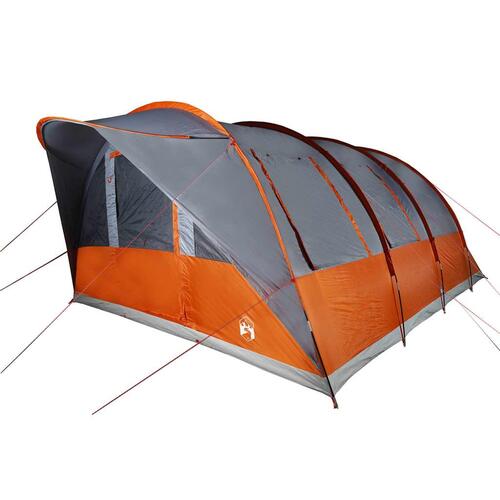 7-personers campingtelt vandafvisende grå og orange