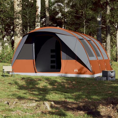 7-personers campingtelt vandafvisende grå og orange