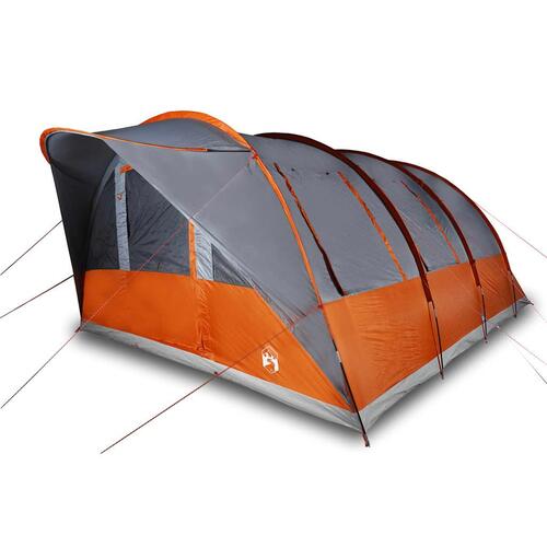 7-personers campingtelt vandafvisende grå og orange