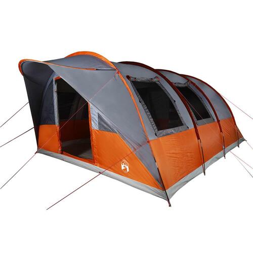7-personers campingtelt vandafvisende grå og orange