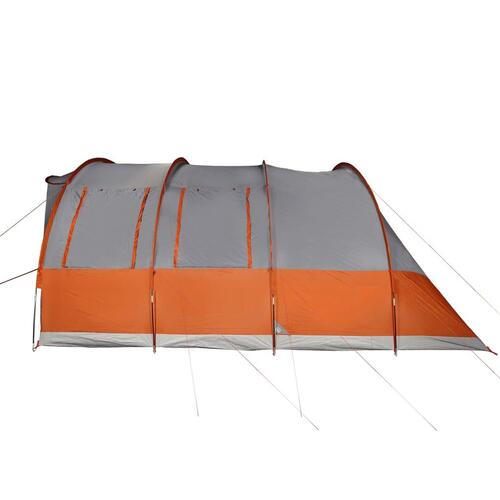 7-personers campingtelt vandafvisende grå og orange