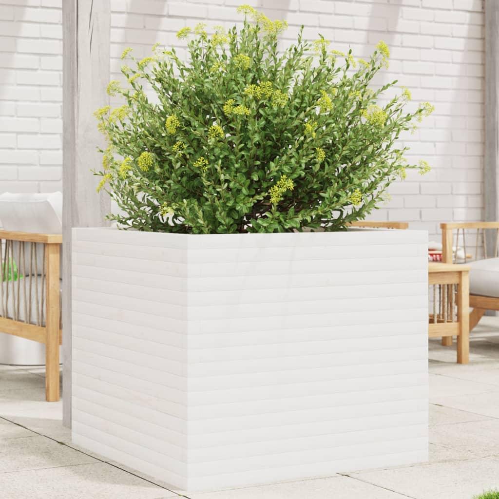 Plantekasse 80x80x68 Massivt Fyrretræ Hvid