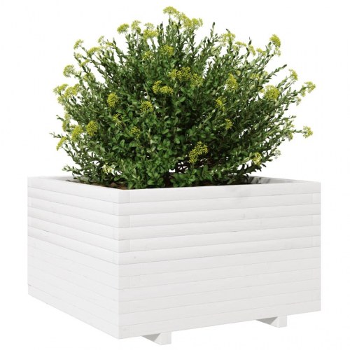 Plantekasse 80 x 80 x 49,5 cm i massivt fyrretræ - hvid