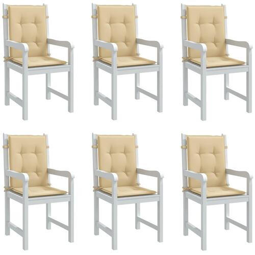 Stolehynder med lav ryg 6 stk. 100x50x4 cm stof beige
