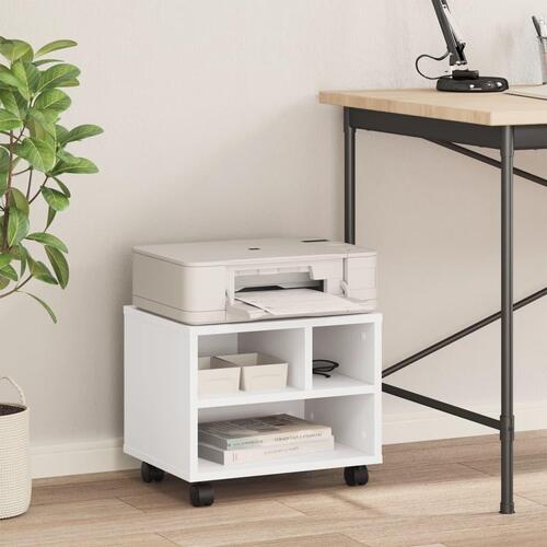 Printerstativ med hjul 41x32x34,5 cm hvid