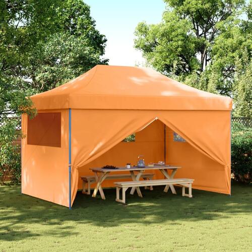 Foldbart pop-up festtelt med 4 sidevægge orange