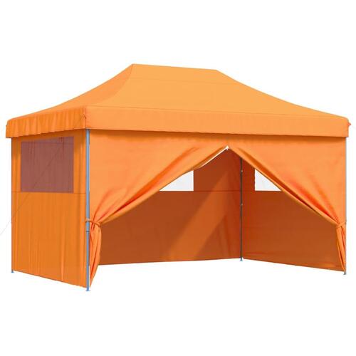 Foldbart pop-up festtelt med 4 sidevægge orange