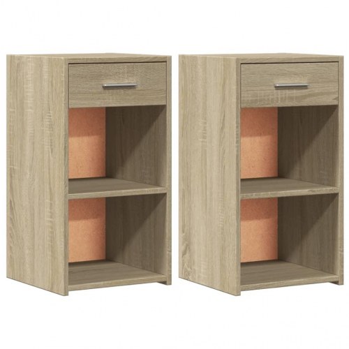Sengeborde 2 stk. - 35 × 34 × 65 cm i konstrueret træ, sonoma-eg