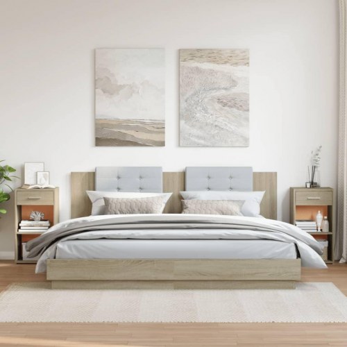Sengeborde 2 stk. - 35 × 34 × 65 cm i konstrueret træ, sonoma-eg